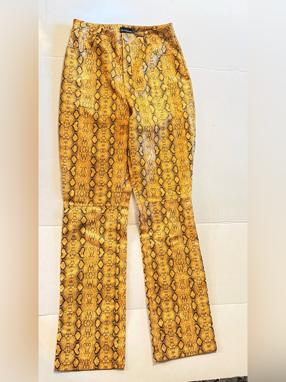 Spooky Halloween Yellow Snake-Print Flared Pants